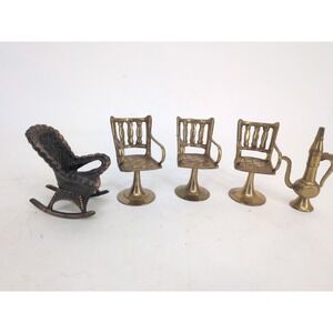 Miniature Dollhouse Brass Bar Stool Chairs Durham Rocking Chair Furniture Decor